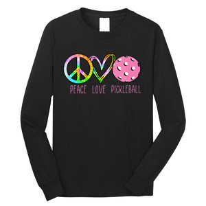 Womens Pickleball Retired Ladies Peace Love Pickleball Long Sleeve Shirt