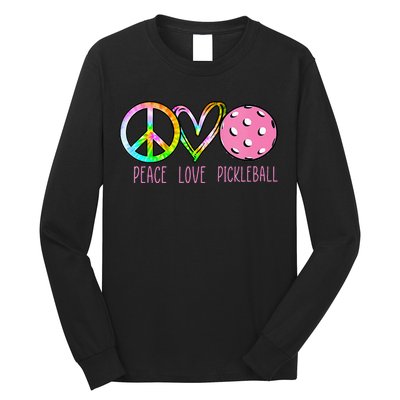 Womens Pickleball Retired Ladies Peace Love Pickleball Long Sleeve Shirt