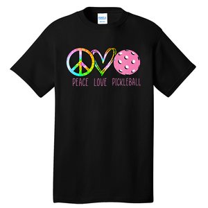 Womens Pickleball Retired Ladies Peace Love Pickleball Tall T-Shirt