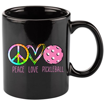 Womens Pickleball Retired Ladies Peace Love Pickleball 11oz C Handle Ceramic Mug
