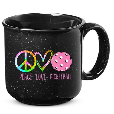 Womens Pickleball Retired Ladies Peace Love Pickleball 15oz Campfire Ceramic Mug