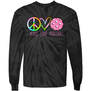 Womens Pickleball Retired Ladies Peace Love Pickleball Tie-Dye Long Sleeve Shirt