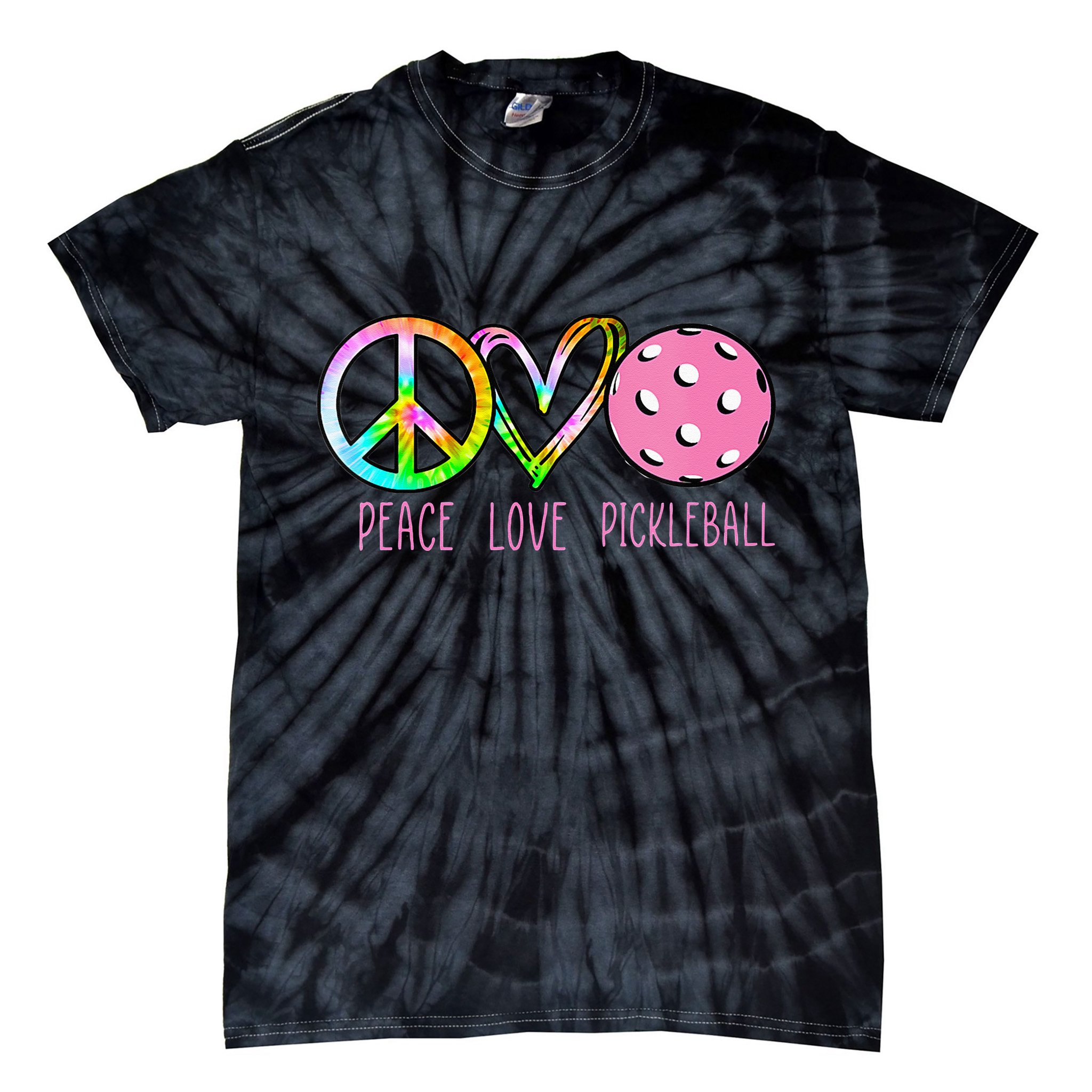 Womens Pickleball Retired Ladies Peace Love Pickleball Tie-Dye T-Shirt