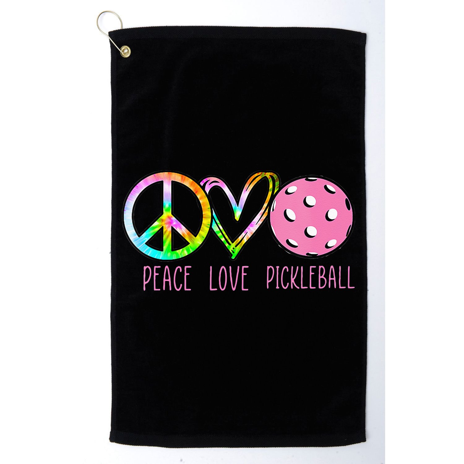 Womens Pickleball Retired Ladies Peace Love Pickleball Golf Towel