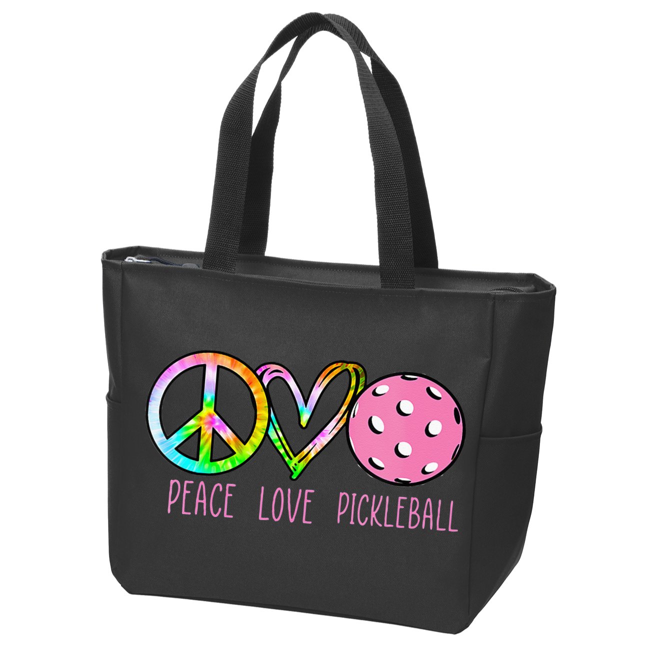 Womens Pickleball Retired Ladies Peace Love Pickleball Zip Tote Bag