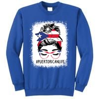 Wo's #Puerto Rican Life Messy Bun Hair Puerto Rico Flag Cute Gift Sweatshirt