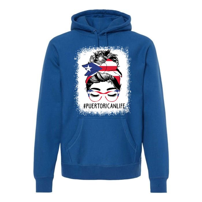 Wo's #Puerto Rican Life Messy Bun Hair Puerto Rico Flag Cute Gift Premium Hoodie