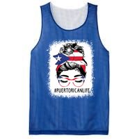 Wo's #Puerto Rican Life Messy Bun Hair Puerto Rico Flag Cute Gift Mesh Reversible Basketball Jersey Tank