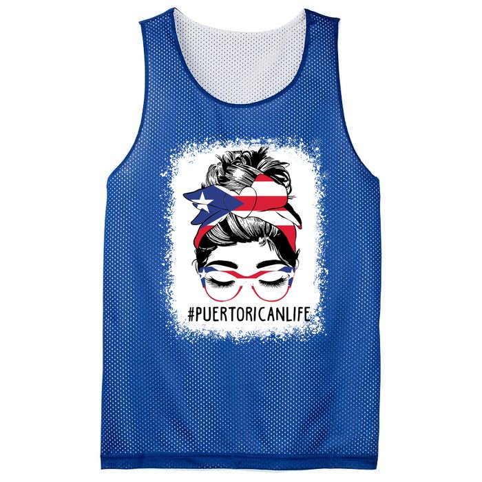 Wo's #Puerto Rican Life Messy Bun Hair Puerto Rico Flag Cute Gift Mesh Reversible Basketball Jersey Tank