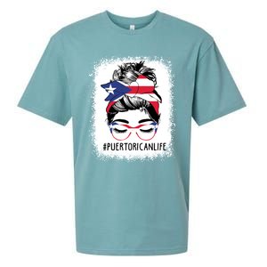 Wo's #Puerto Rican Life Messy Bun Hair Puerto Rico Flag Cute Gift Sueded Cloud Jersey T-Shirt