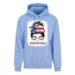 Wo's #Puerto Rican Life Messy Bun Hair Puerto Rico Flag Cute Gift Unisex Surf Hoodie