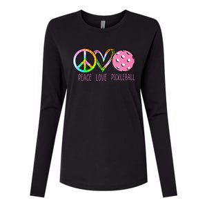 Womens Pickleball Retired Ladies Peace Love Pickleball Womens Cotton Relaxed Long Sleeve T-Shirt