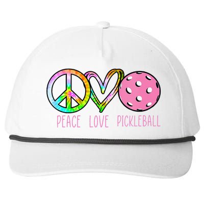 Womens Pickleball Retired Ladies Peace Love Pickleball Snapback Five-Panel Rope Hat