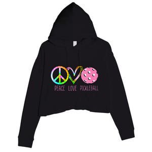 Womens Pickleball Retired Ladies Peace Love Pickleball Crop Fleece Hoodie