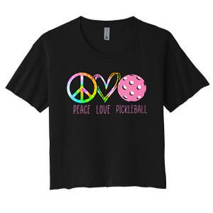 Womens Pickleball Retired Ladies Peace Love Pickleball Women's Crop Top Tee