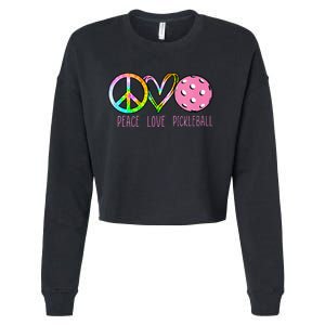 Womens Pickleball Retired Ladies Peace Love Pickleball Cropped Pullover Crew