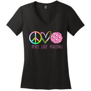 Womens Pickleball Retired Ladies Peace Love Pickleball Women's V-Neck T-Shirt