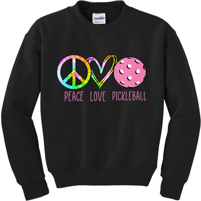 Womens Pickleball Retired Ladies Peace Love Pickleball Kids Sweatshirt