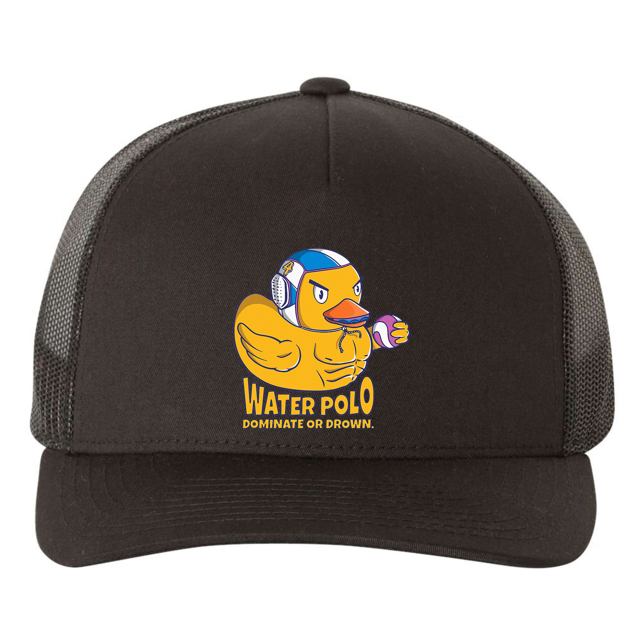 Water Polo Rubber Duck Dominate Or Drown On Yupoong Adult 5-Panel Trucker Hat