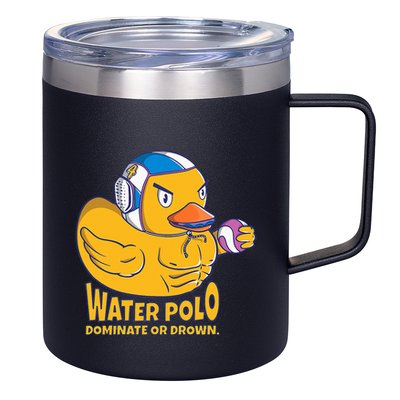 Water Polo Rubber Duck Dominate Or Drown On 12oz Stainless Steel Coffee Mug