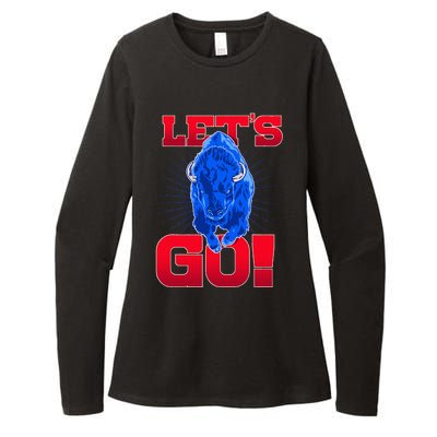 WNY Pride Red & Blue Buffalo Let's Go Buffalo Womens CVC Long Sleeve Shirt