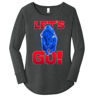 WNY Pride Red & Blue Buffalo Let's Go Buffalo Women's Perfect Tri Tunic Long Sleeve Shirt