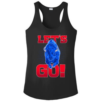 WNY Pride Red & Blue Buffalo Let's Go Buffalo Ladies PosiCharge Competitor Racerback Tank