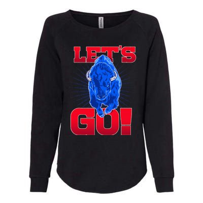 WNY Pride Red & Blue Buffalo Let's Go Buffalo Womens California Wash Sweatshirt