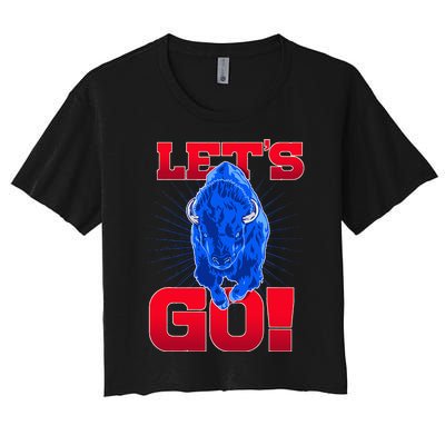 WNY Pride Red & Blue Buffalo Let's Go Buffalo Women's Crop Top Tee