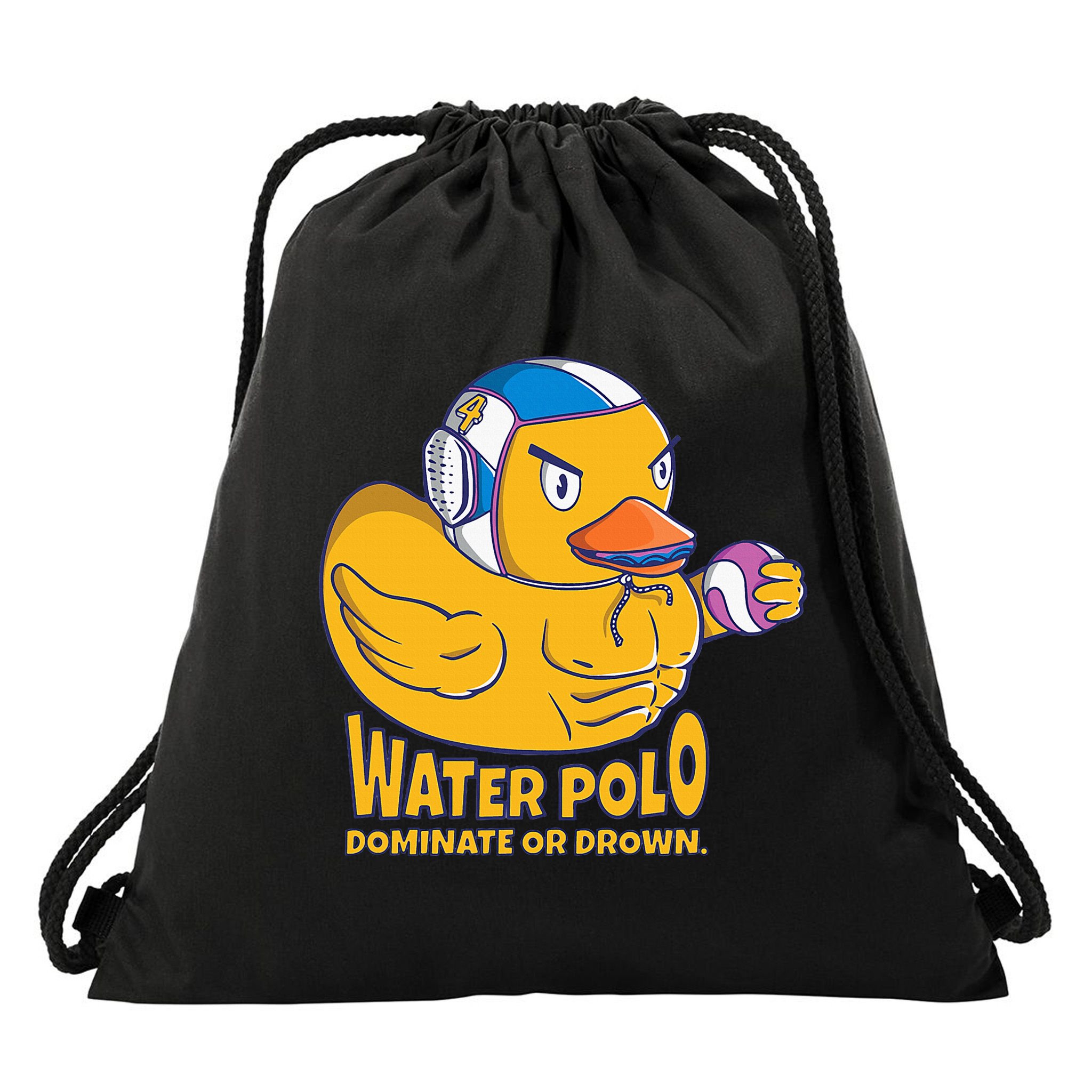 Water Polo Rubber Duck Dominate Or Drown On Drawstring Bag