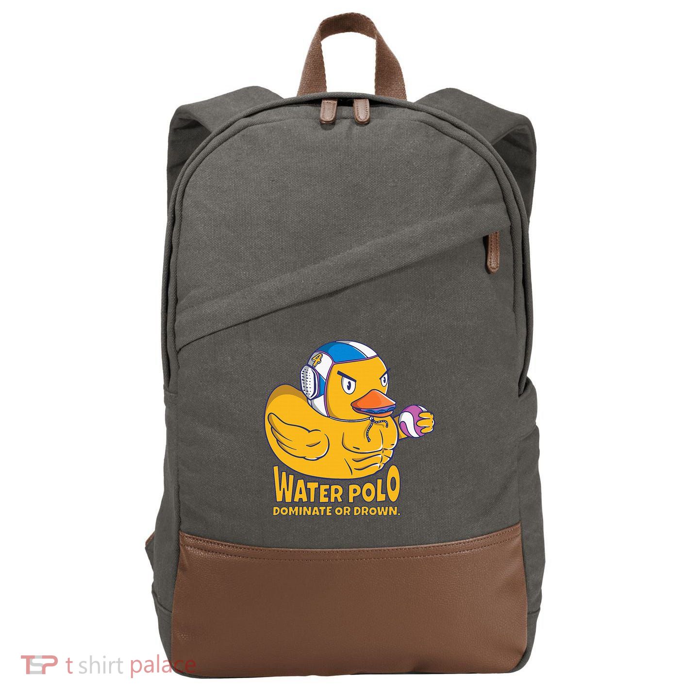 Water Polo Rubber Duck Dominate Or Drown On Cotton Canvas Backpack
