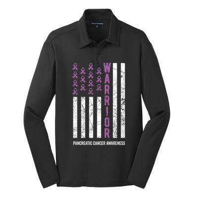 Warrior Purple Ribbon Pancreatic Cancer Awareness Gift Silk Touch Performance Long Sleeve Polo