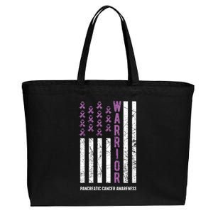 Warrior Purple Ribbon Pancreatic Cancer Awareness Gift Cotton Canvas Jumbo Tote