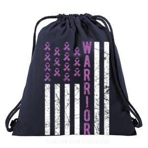 Warrior Purple Ribbon Pancreatic Cancer Awareness Gift Drawstring Bag