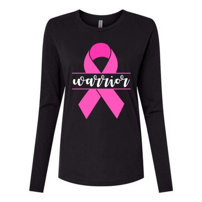 Warrior Pink Ribbon Breast Cancer Month Womens Cotton Relaxed Long Sleeve T-Shirt