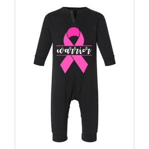 Warrior Pink Ribbon Breast Cancer Month Infant Fleece One Piece