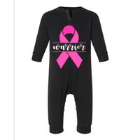 Warrior Pink Ribbon Breast Cancer Month Infant Fleece One Piece