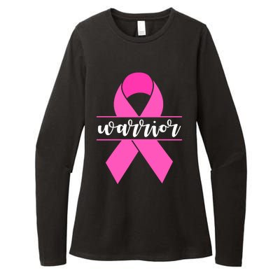 Warrior Pink Ribbon Breast Cancer Month Womens CVC Long Sleeve Shirt