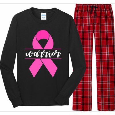 Warrior Pink Ribbon Breast Cancer Month Long Sleeve Pajama Set