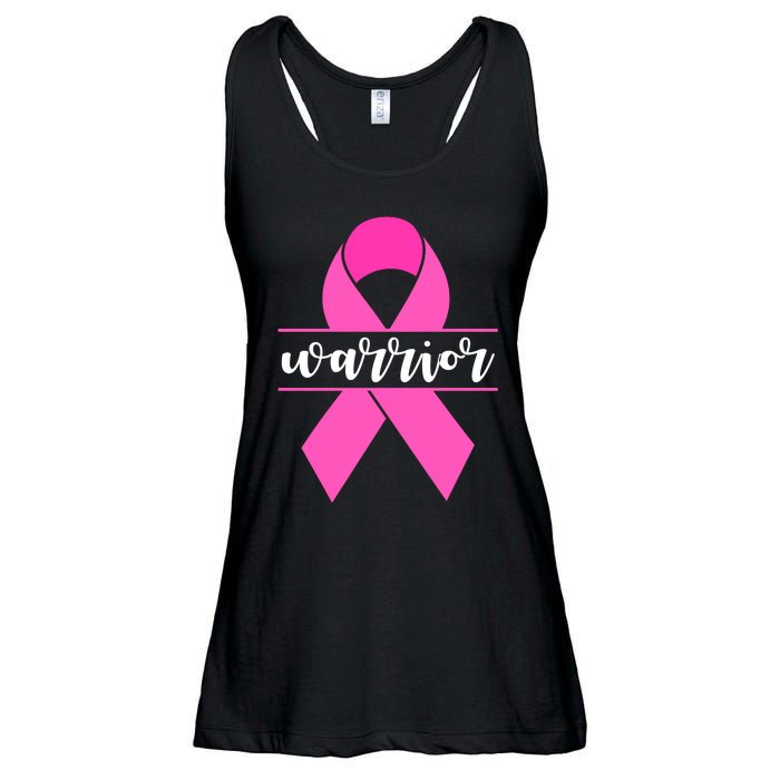 Warrior Pink Ribbon Breast Cancer Month Ladies Essential Flowy Tank