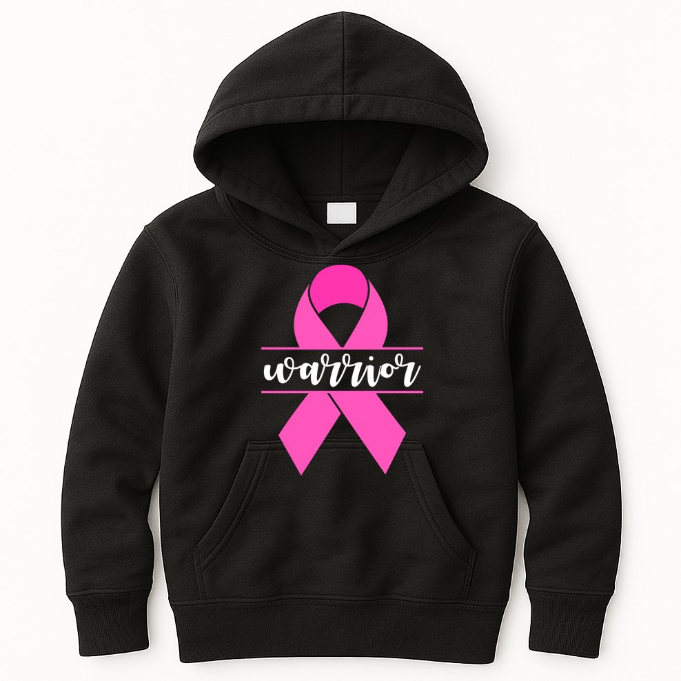 Warrior Pink Ribbon Breast Cancer Month Kids Hoodie