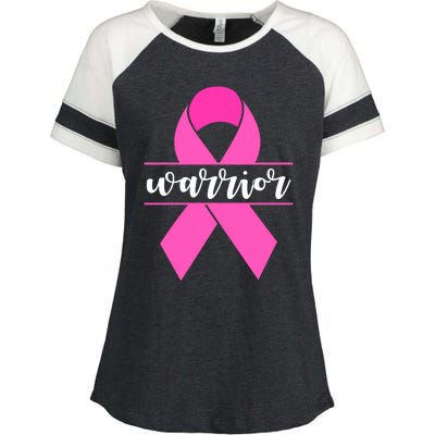 Warrior Pink Ribbon Breast Cancer Month Enza Ladies Jersey Colorblock Tee