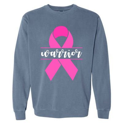 Warrior Pink Ribbon Breast Cancer Month Garment-Dyed Sweatshirt