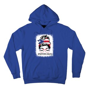 Wo's #Puerto Rican Life Messy Bun Hair Puerto Rico Flag Gift Hoodie