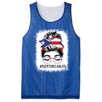 Wo's #Puerto Rican Life Messy Bun Hair Puerto Rico Flag Gift Mesh Reversible Basketball Jersey Tank