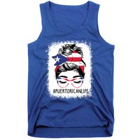 Wo's #Puerto Rican Life Messy Bun Hair Puerto Rico Flag Gift Tank Top