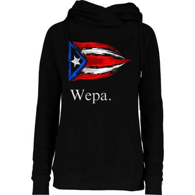 Wepa Puerto Rico Vintage Puerto Rican Flag Pride Womens Funnel Neck Pullover Hood