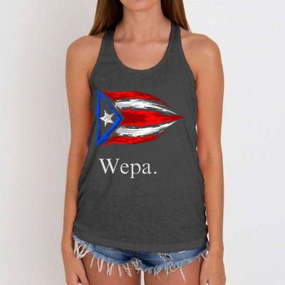 Wepa Puerto Rico Vintage Puerto Rican Flag Pride Women's Knotted Racerback Tank