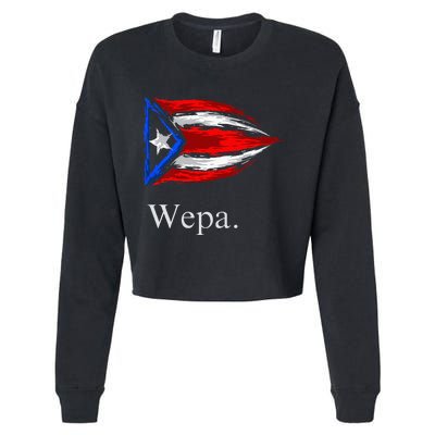 Wepa Puerto Rico Vintage Puerto Rican Flag Pride Cropped Pullover Crew