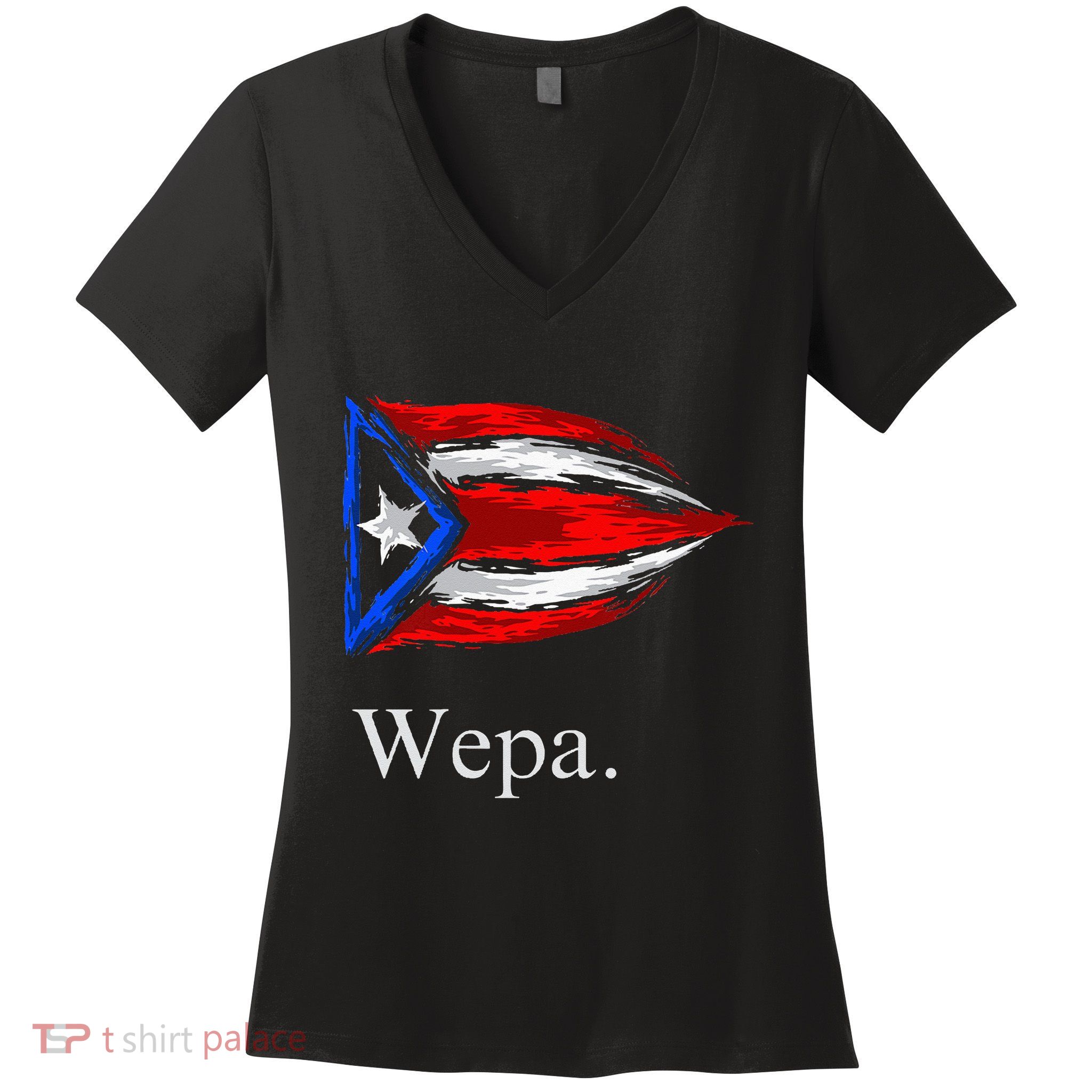 Wepa Puerto Rico Vintage Puerto Rican Flag Pride Women's V-Neck T-Shirt